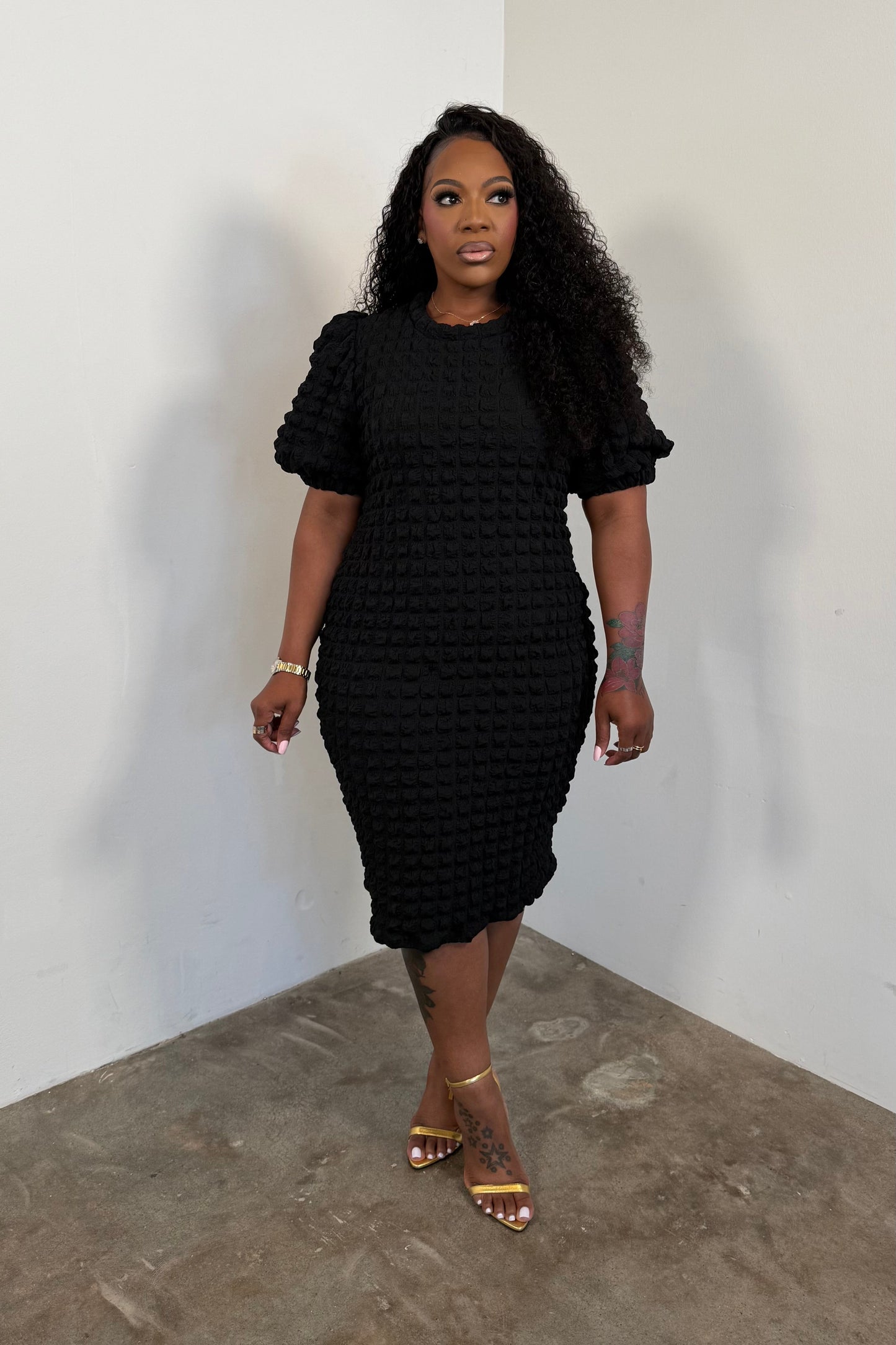 The Luxe Texture Dress (Black) *I'Mare Exclusive*