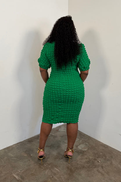 The Luxe Texture Dress (Green) *I'Mare Exclusive*