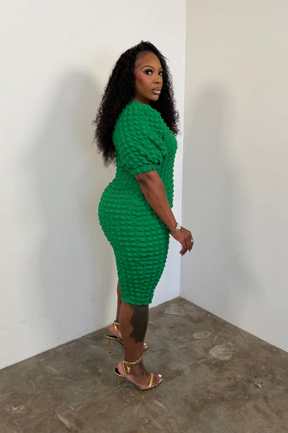The Luxe Texture Dress (Green) *I'Mare Exclusive*