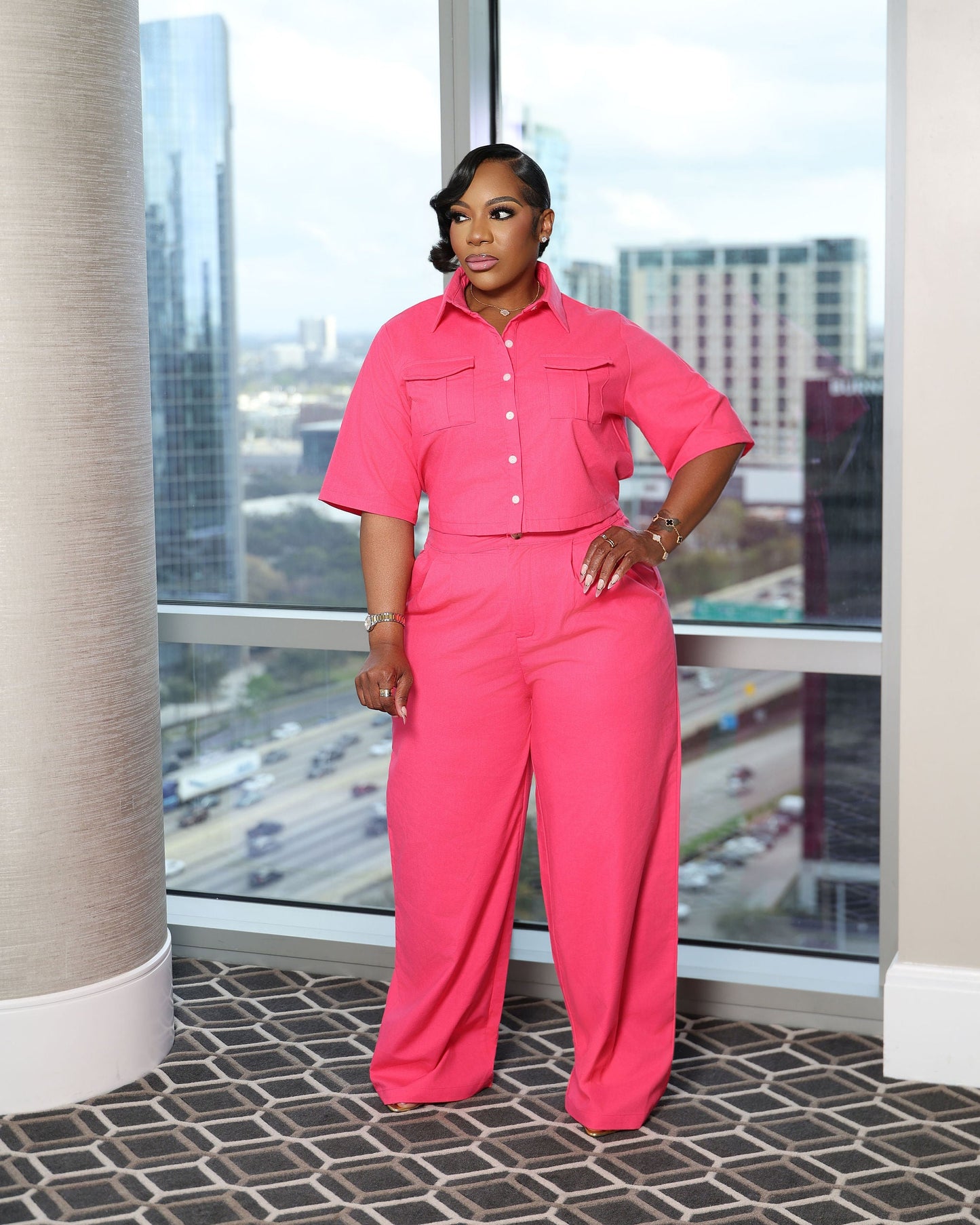 The Tailored Pants Set (I'MarE Exclusive) (Fuchsia)